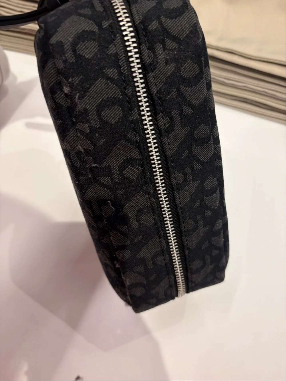 Calvin Klein Black Patterned Cosmetic Pouch with large logo new with tag